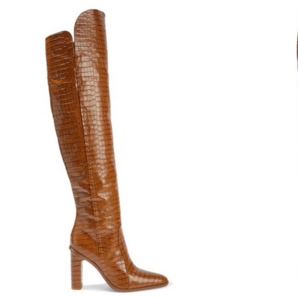 Maxmara over the knee croc embossed boots - Picture 3 of 10